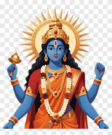 Hindu Goddess Durga With Traditional Attire PNG