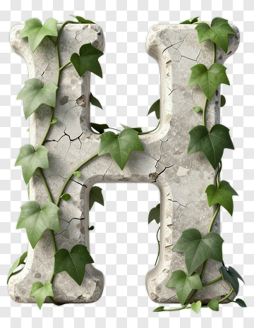 Stone Letter H Covered In Ivy PNG