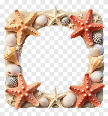 Seashell And Starfish Frame PNG