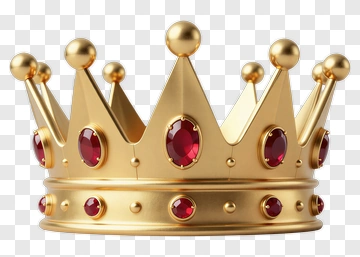 Golden Crown With Red Jewels PNG