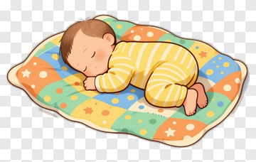 Sleeping Baby On Colorful Blanket PNG