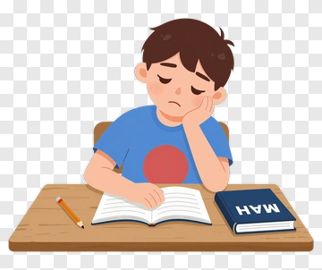 Boy Studying Math At A Desk PNG