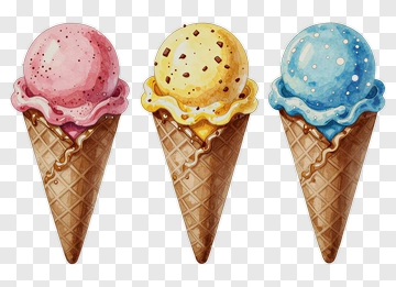 Colorful Ice Cream Cones PNG
