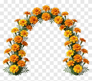 Floral Arch Made Of Orange Marigold Flowers PNG