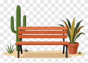 Wooden Bench Surrounded By Plants PNG