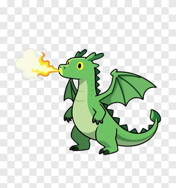 Cartoon Dragon Breathing Fire PNG
