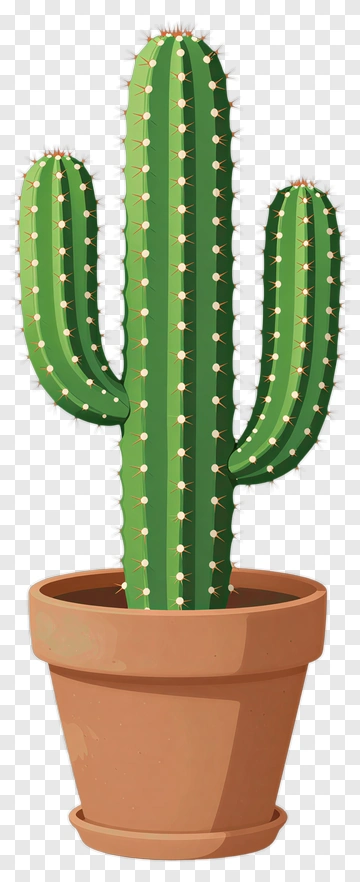Green Cactus In A Pot PNG