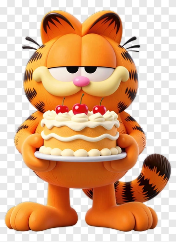 Garfield Holding A Cake PNG