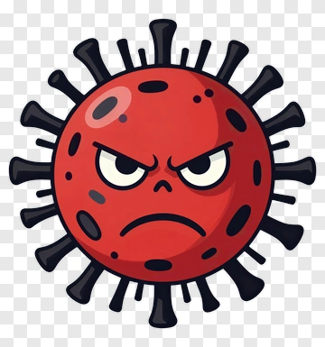 Cartoon Virus With Angry Expression PNG