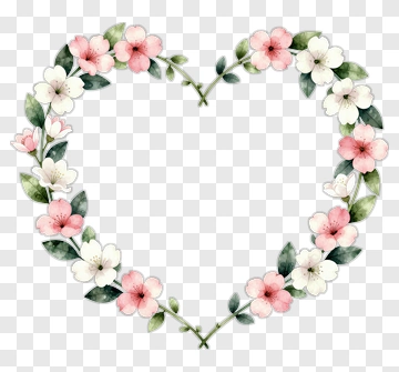 Floral Heart Wreath PNG