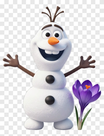 Cartoon Snowman Holding A Flower PNG