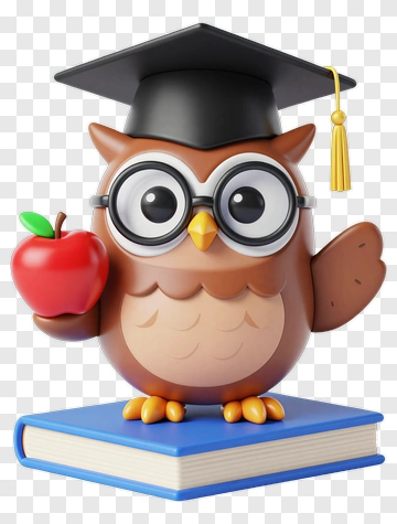 Graduation Owl Holding An Apple PNG