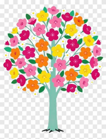 Colorful Flowering Tree PNG