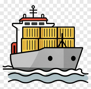 Cargo Ship On Water PNG
