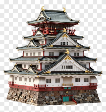 Japanese Castle On A Stone Base PNG