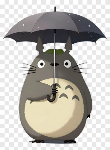 Cartoon Totoro Holding An Umbrella PNG