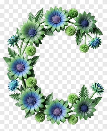 Floral Letter C Design PNG