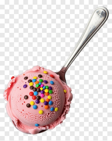 Scoop Of Pink Ice Cream With Sprinkles PNG