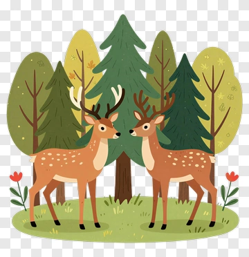 Cartoon Deer In A Forest PNG