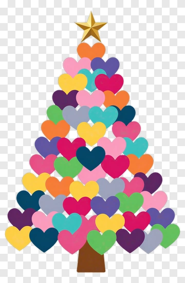 Colorful Heart-Shaped Christmas Tree PNG