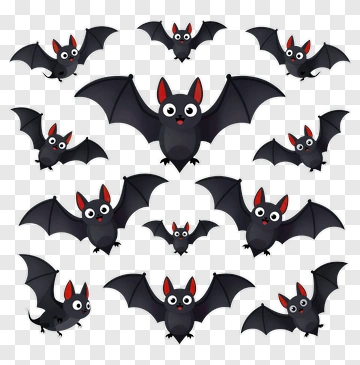 Cartoon Bats With Red Ears PNG