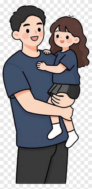 Happy Father Holding His Daughter PNG