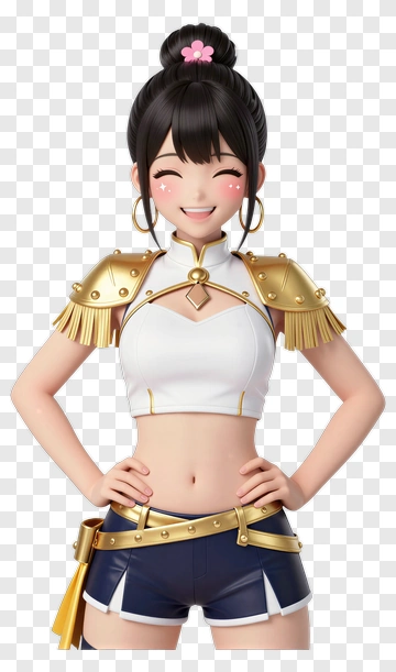3D Female Character Smiling PNG