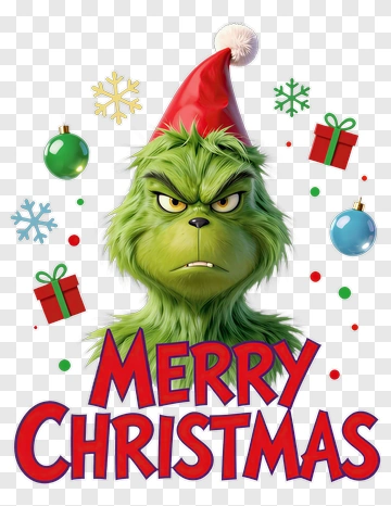 Christmas Grinch With Merry Christmas Text PNG