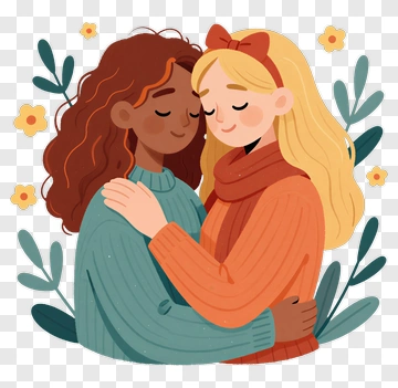 Happy Friends Embracing Each Other PNG