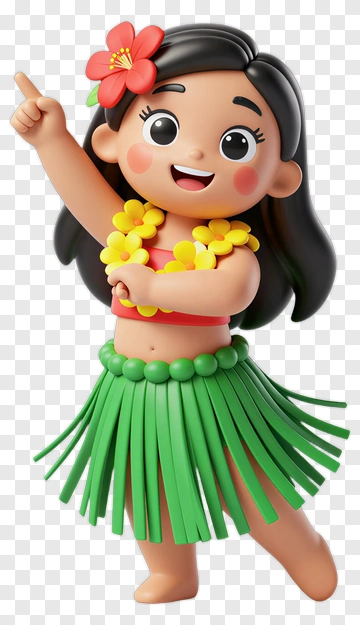 Hula Girl Dancing With A Flower Lei PNG
