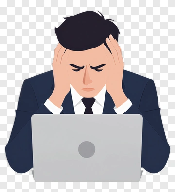 Stressed Businessman Working On Laptop PNG
