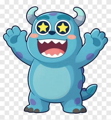 Cartoon Monster With Star Eyes PNG