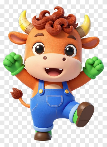 Cartoon Cow Character Smiling And Dancing PNG