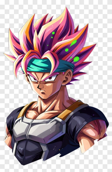 Super Saiyan Character With Colorful Hair PNG
