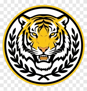 Tiger Head Logo With Laurel Wreath PNG