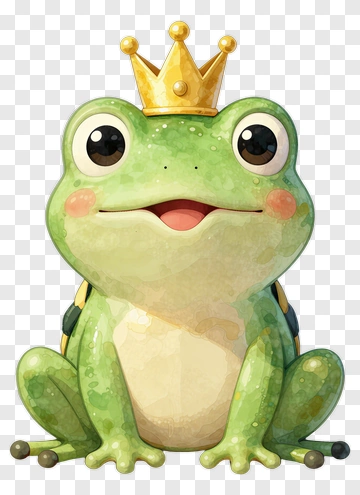 Cartoon Frog Wearing A Crown PNG