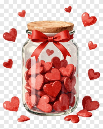 Jar Of Red Heart Candy PNG