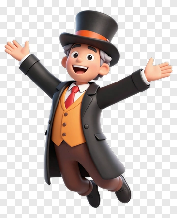 Cartoon Magician Jumping With Excitement PNG