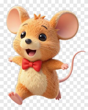 Cartoon Mouse With A Red Bow Tie PNG