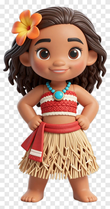 3D Girl Character With Tropical Outfit PNG