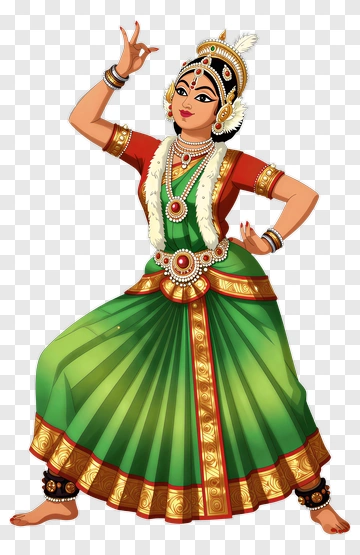 Classical Dancer In Green Traditional Attire PNG