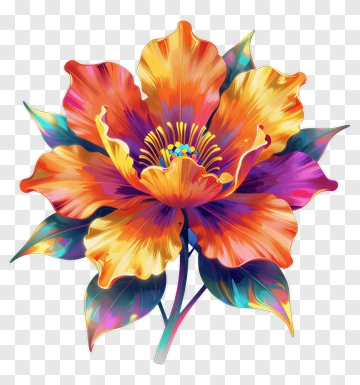 Colorful Flower With Vibrant Petals PNG
