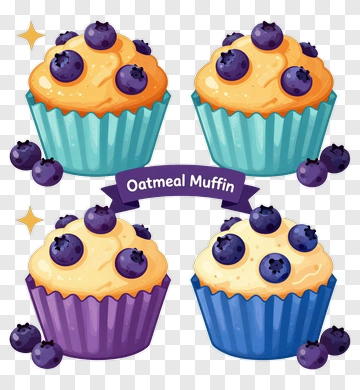 Oatmeal Muffins With Blueberries PNG