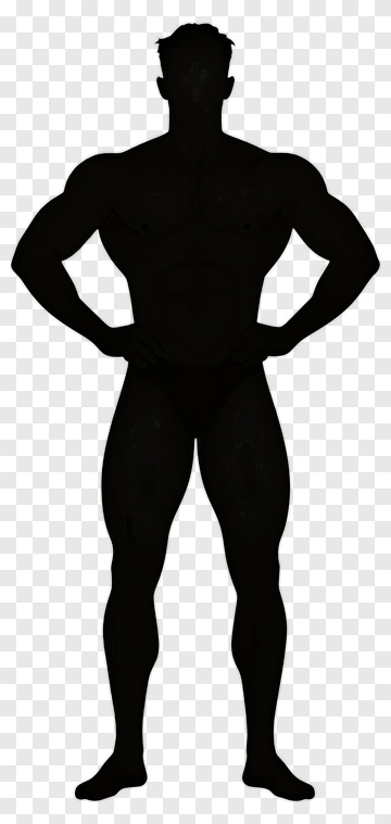 Silhouette Of A Muscular Man Standing Proudly PNG