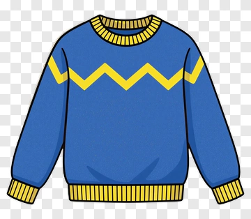 Cartoon Blue Sweater With Yellow Zigzag Pattern PNG