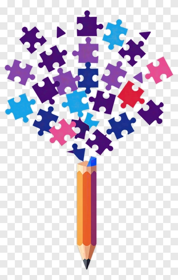 Pencil With Colorful Puzzle Pieces PNG