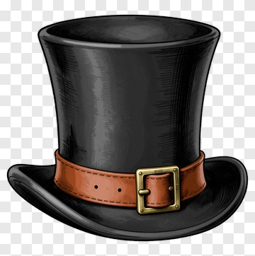 Black Top Hat With Brown Band PNG