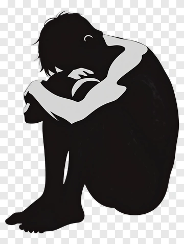 Silhouette Of A Person Sitting In A Crouched Position PNG