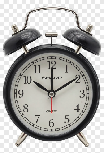 Black Alarm Clock With Quartz Movement PNG