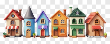 Colorful Cartoon House Collection PNG